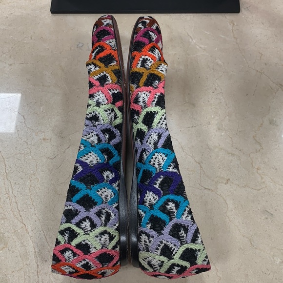 MISSONI FLATS IN CALF LEATHER W/FABRIC UPPER GORGEOUS COLORWAY/PRINT SIZE 38/8 - Picture 10 of 14